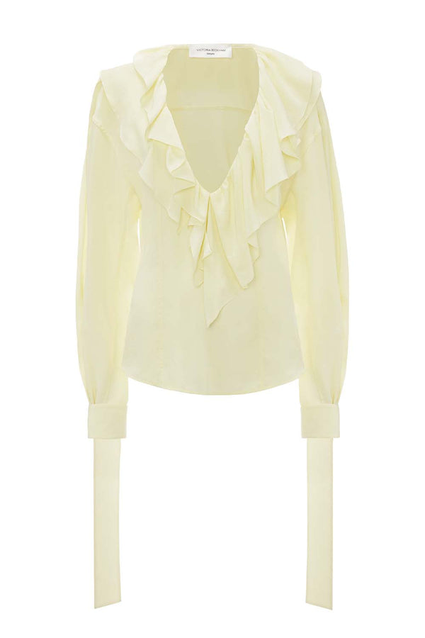 Deep V Ruffle Blouse
