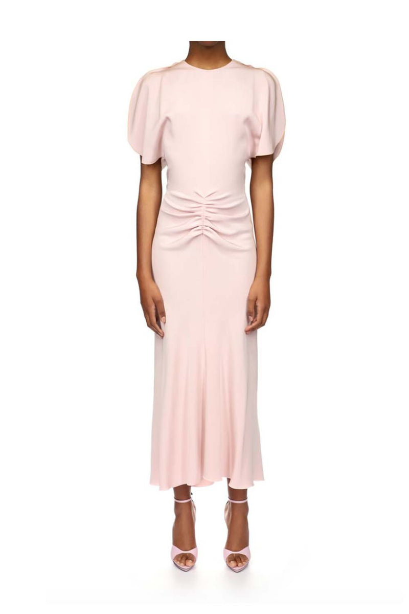 Gathered Melange Midi Dress
