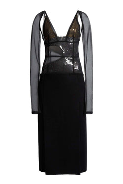 Sheer Sleeve Sequin Cami Dress