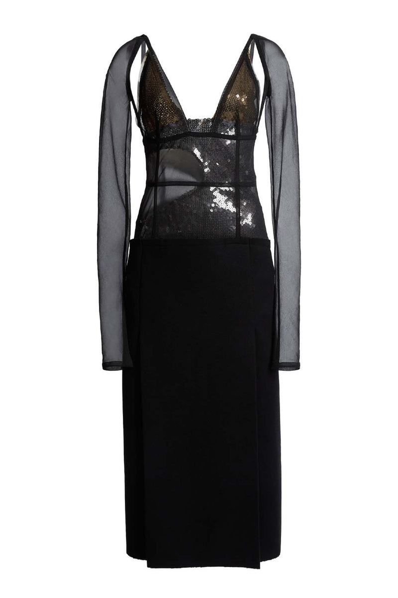 Sheer Sleeve Sequin Cami Dress